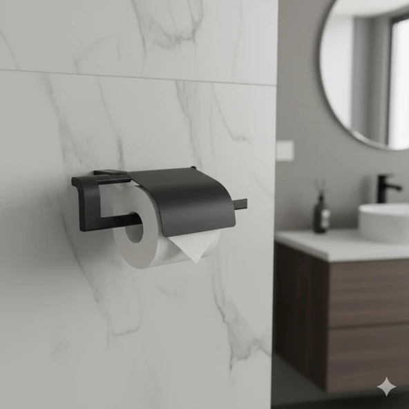 TEMA PREMİUM KAĞIT HAVLULUK KAPAKLI MAT SİYAH - Resim 3