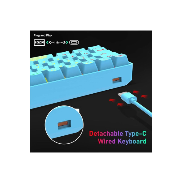 Skygo Mekanik 19 Rgb Usb-C Kablolu Mini Oyun Klavyesi T60 Uyumlu - 2