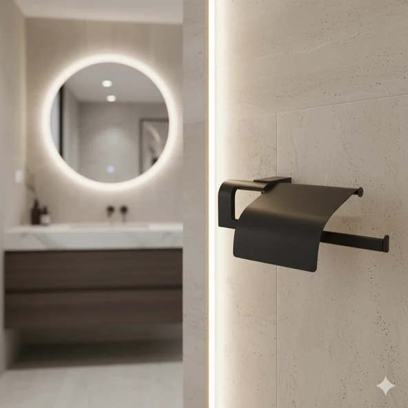 TEMA PREMİUM KAĞIT HAVLULUK KAPAKLI MAT SİYAH ürün görseli 1