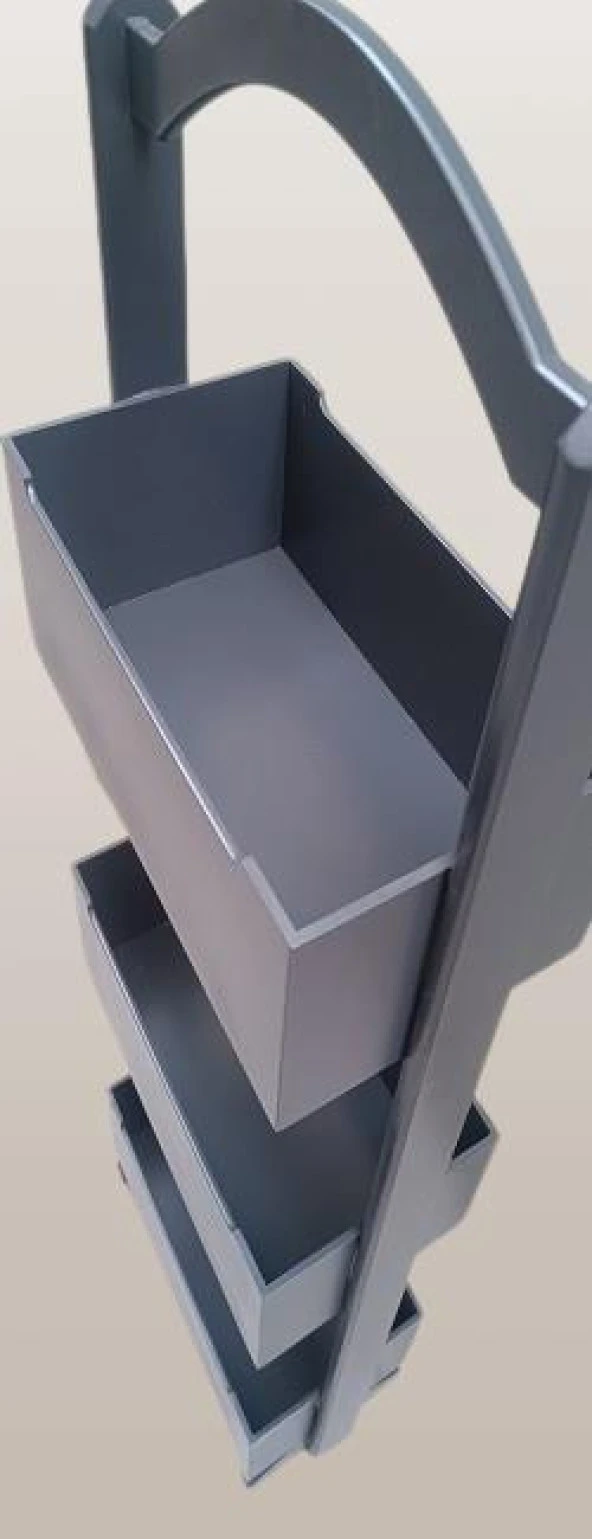 Hobi 90383 Raf Terek 3'lü Geniş İç Hacim CNC Kesim Ahşap MDF ANTRASİT ElYapım - 4