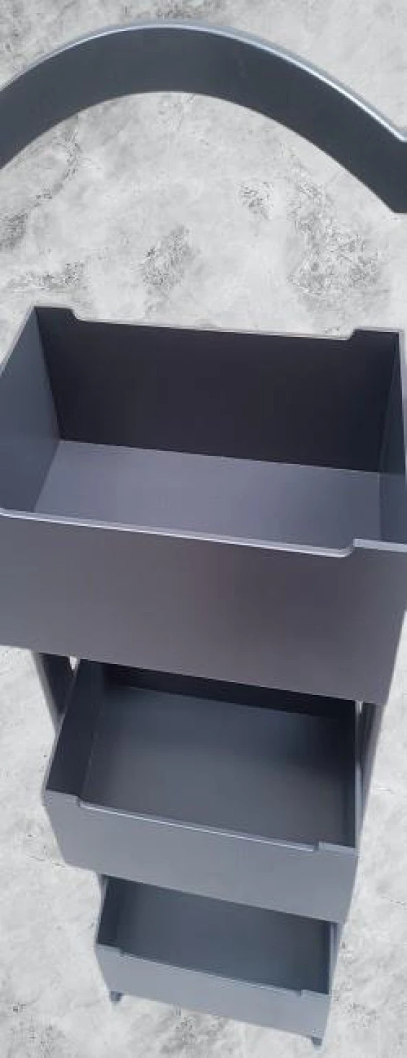 Hobi 90383 Raf Terek 3'lü Geniş İç Hacim CNC Kesim Ahşap MDF ANTRASİT ElYapım - 5