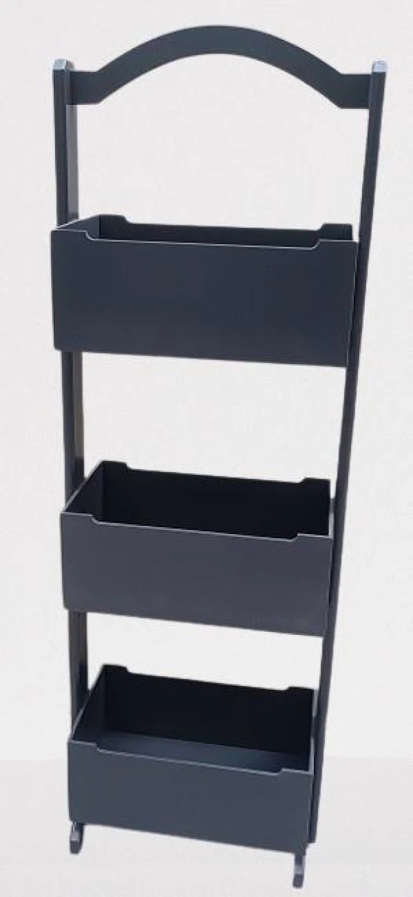 Hobi 90383 Raf Terek 3'lü Geniş İç Hacim CNC Kesim Ahşap MDF ANTRASİT ElYapım - 6