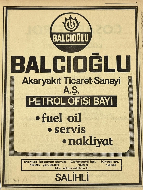 Manisa 1987 Meslek Reklam İlanı Efemera S-3