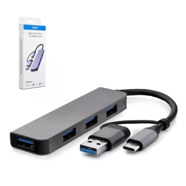Çevirici Adaptör 4 In 1 Usb 3.0 Type-C To Usb 3.0 Hadron Hdx-7825 - 2