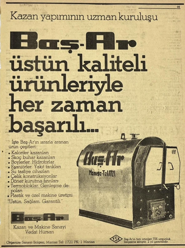 Manisa 1987 Meslek Reklam İlanı Efemera S-35