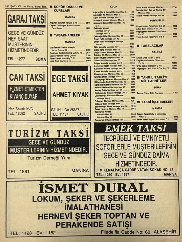 Manisa 1987 Meslek Reklam İlanı Efemera S-101 - Resim 2
