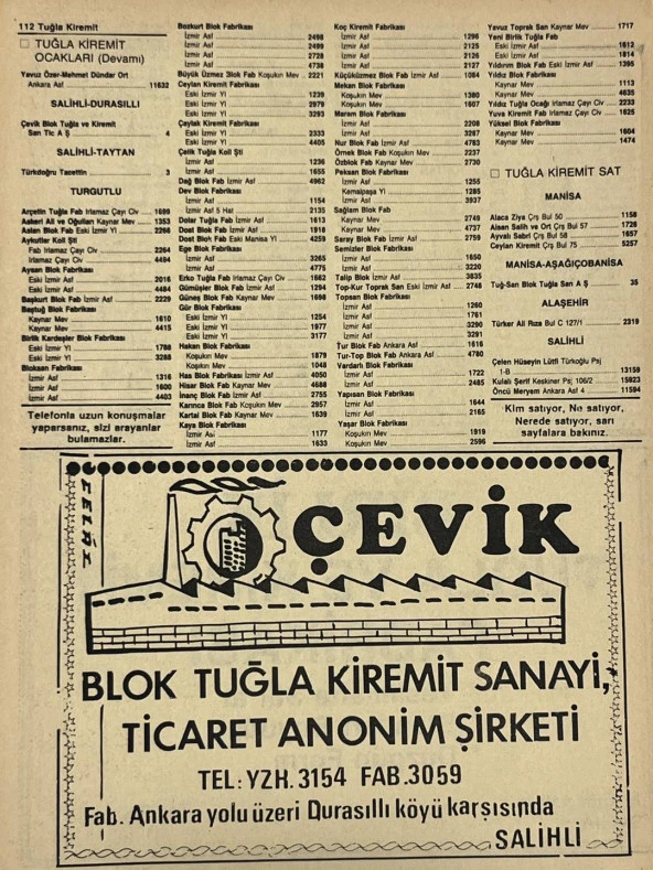 Manisa 1987 Meslek Reklam İlanı Efemera S-111 - 2