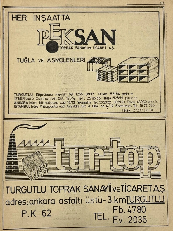 Manisa 1987 Meslek Reklam İlanı Efemera S-115