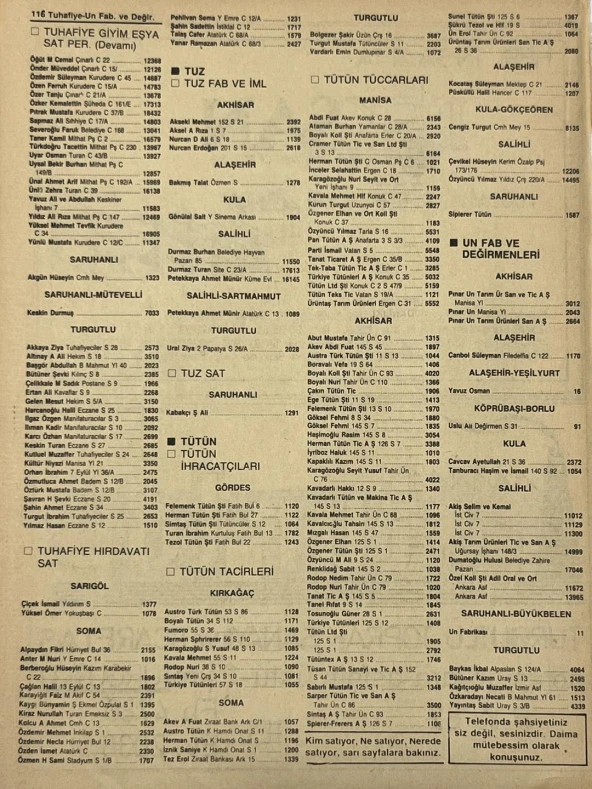 Manisa 1987 Meslek Reklam İlanı Efemera S-115 - 2