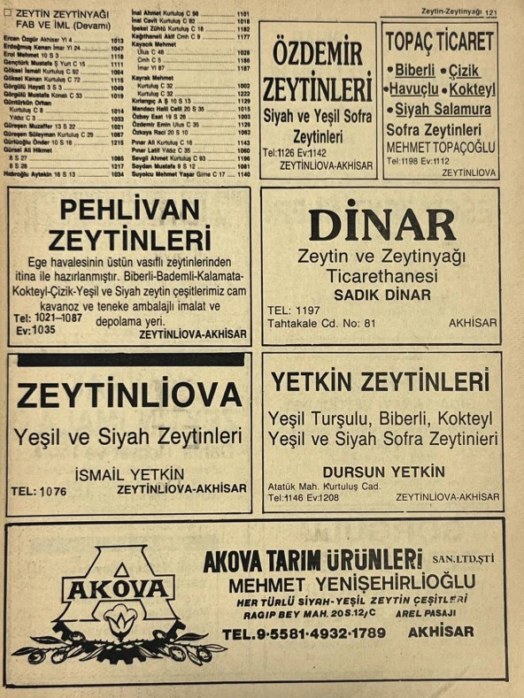 Manisa 1987 Meslek Reklam İlanı Efemera S-121