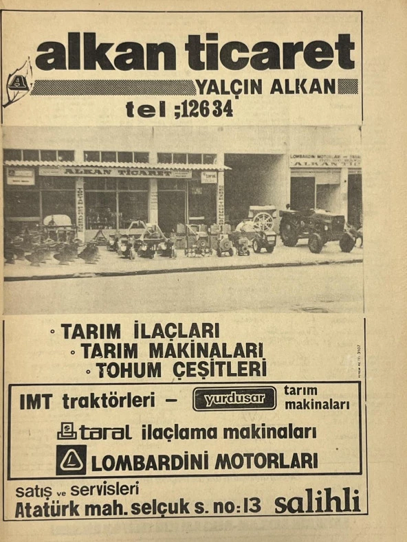 Manisa 1987 Meslek Reklam İlanı Efemera S-125