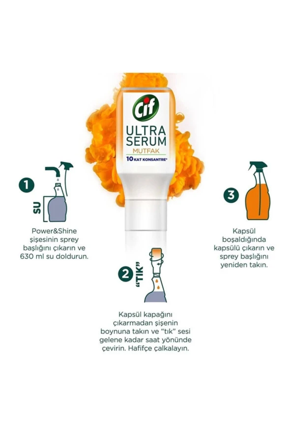 Cif Sprey Power Shine Mutfak 750ml Ultra Serum Mutfak 70ml - 4
