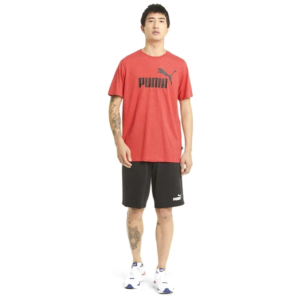 Puma Essential Heather Tee Erkek Kırmızı Günlük Stil Tişört 58673611 - 3