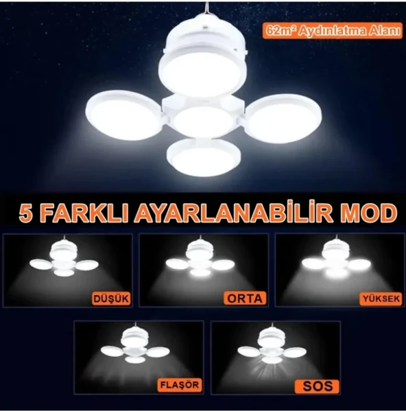 Güneş Enerjili Solar Aydınlatma Kamp Çadır Lambası Şarjlı Ampül Led 2029 - 3