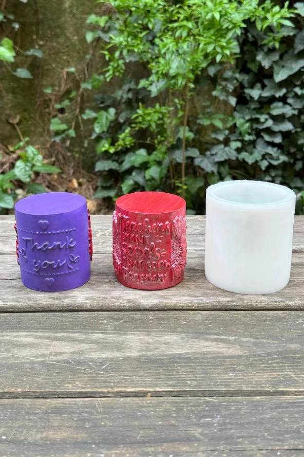 Öğretmenler Günü Silindir Silikon Mum Kalıbı ürün görseli