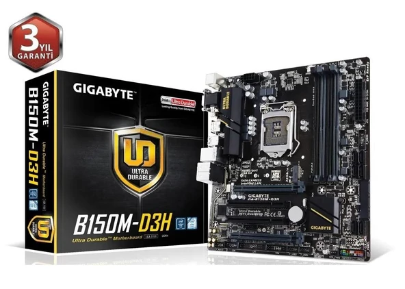 Gigabyte B150M-D3H Intel B150 Express Soket LGA1151 DDR4 2133MHz Sata 3 M.2 USB 3.0 Micro ATX Anakart