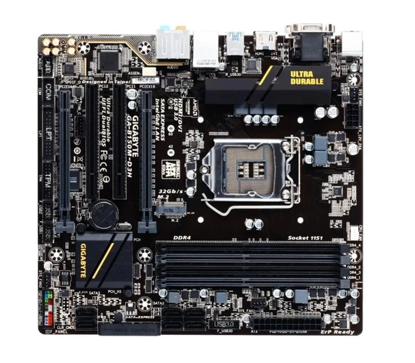 Gigabyte B150M-D3H Intel B150 Express Soket LGA1151 DDR4 2133MHz Sata 3 M.2 USB 3.0 Micro ATX Anakart - 3