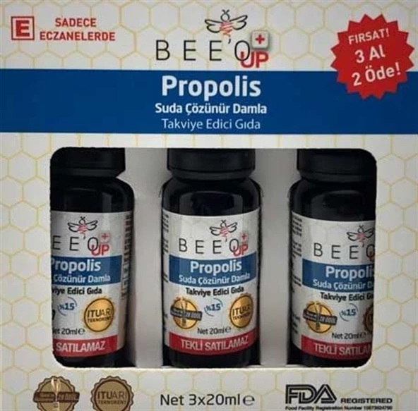 Beeo Up Propolis Suda Çözünür Damla 20ml (3 Al 2 Öde)