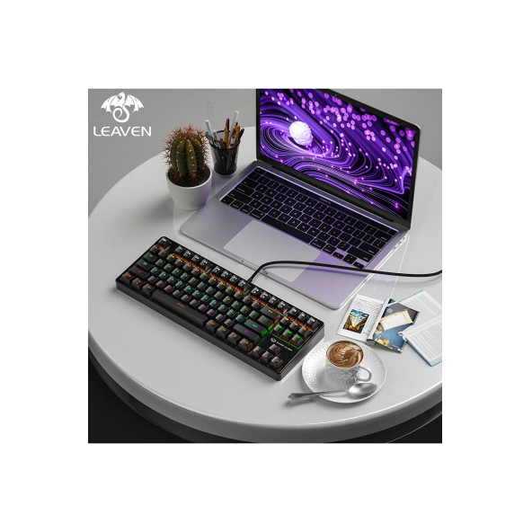 valkyrie Leaven K870 Blue Switch Mekanik Gaming Oyun Klavyesi Rgb 61 Key Mavi Tuş Type-c Klavye Siya - 2