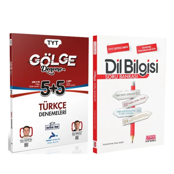 Paraf TYT Türkçe Gölge Deneme ve AKM Dil Bilgisi Soru Bankası Seti 2 Kitap
