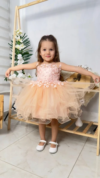 İncili Kız Çocuk Daisy Elbise MNK0585 - Resim 3