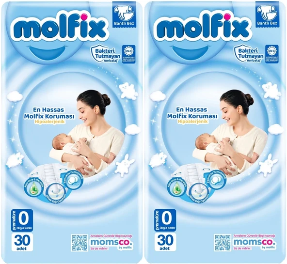 Molfix Bebek Bezi Ekonomik Beden:0 (0-3KG) Prematüre 60 Adet ürün görseli