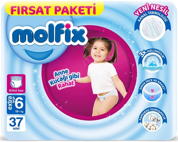 Molfix Külot Bebek Bezi Beden:6 (15+KG) Extra Large 37 Adet Fırsat Pk
