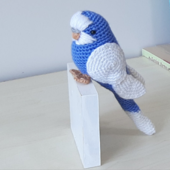 Amigurumi Örgü Oyuncak Muhabbet Kuşu Koyu Mavi