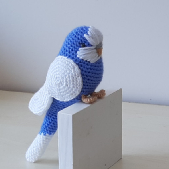 Amigurumi Örgü Oyuncak Muhabbet Kuşu Koyu Mavi - 3