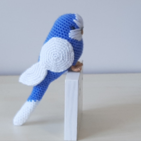 Amigurumi Örgü Oyuncak Muhabbet Kuşu Koyu Mavi - 4