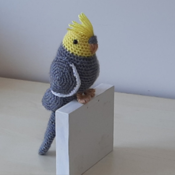 Amigurumi Örgü Oyuncak Kuş Sultan Papağanı Gri - 3