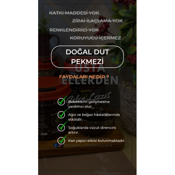 Dalındandut Yeni Mahsül Doğal Organik Dut Pekmezi (KATKISIZ) 1000 gr - 2