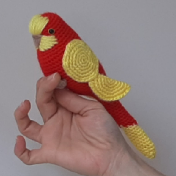 Amigurumi Kuş Muhabbet Kuşu Sarı Kırmızı Galatasaray - 3