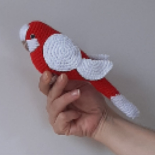 Amigurumi Kuş Muhabbet Kuşu Kırmızı Beyaz Türkiye