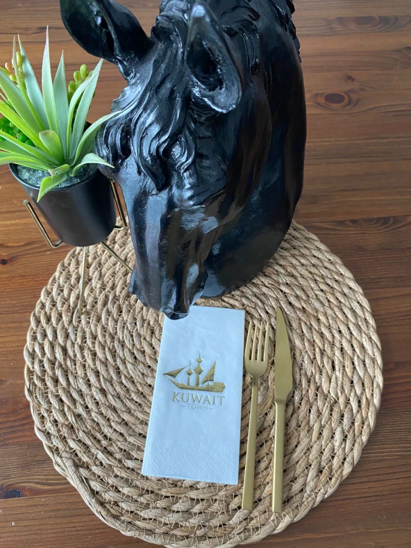 Gold Yaldızlı Beyaz Kuwait Town Peçete 16 Adet ürün görseli 1