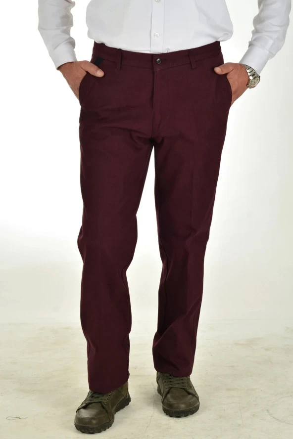 Erkek Keten Yancep Regular Pantolon Bordo 3134-800 - 4