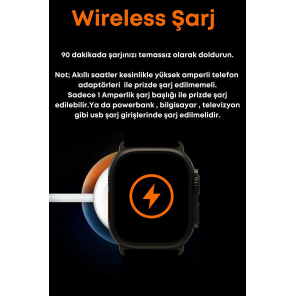 Watch 8 Ultra Ios Android Uyumlu Akıllı Saat 1.99INCH Bluetooth Arama Sağlık Spor Verileri Ölçüm - 7
