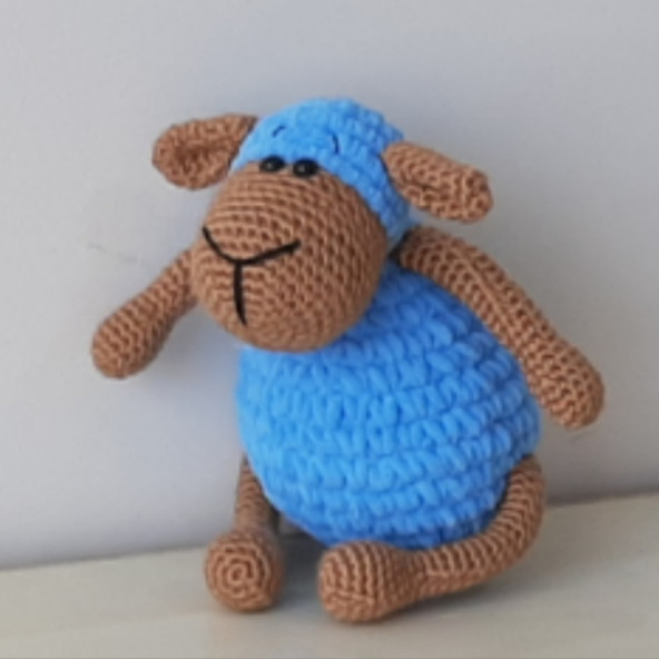 Amigurumi Örgü Oyuncak Kuzu Mavi