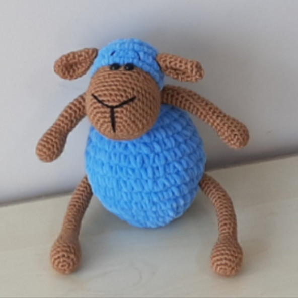 Amigurumi Örgü Oyuncak Kuzu Mavi - 3