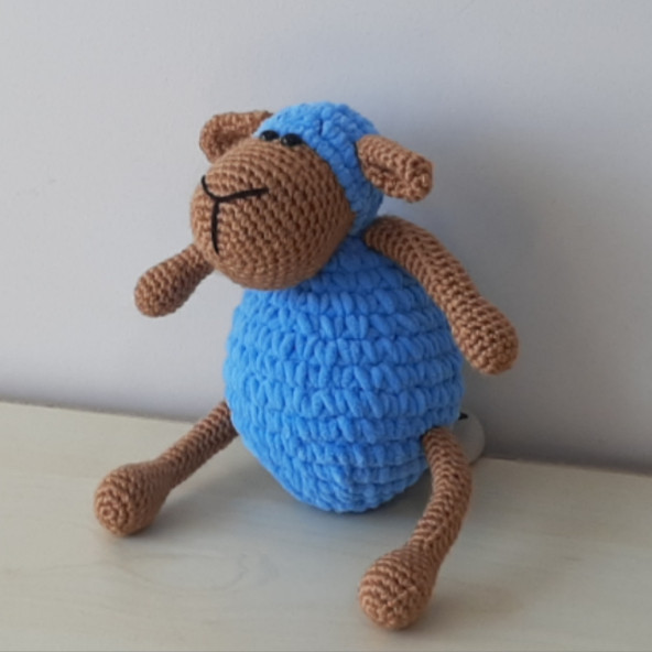 Amigurumi Örgü Oyuncak Kuzu Mavi - 4