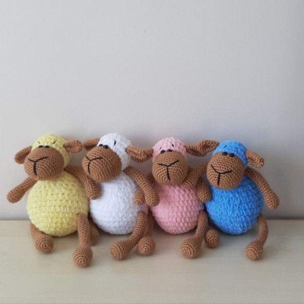 Amigurumi Örgü Oyuncak Kuzu Mavi - 5