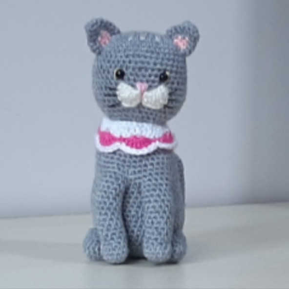 Amigurumi Örgü Oyuncak Kedi Gri