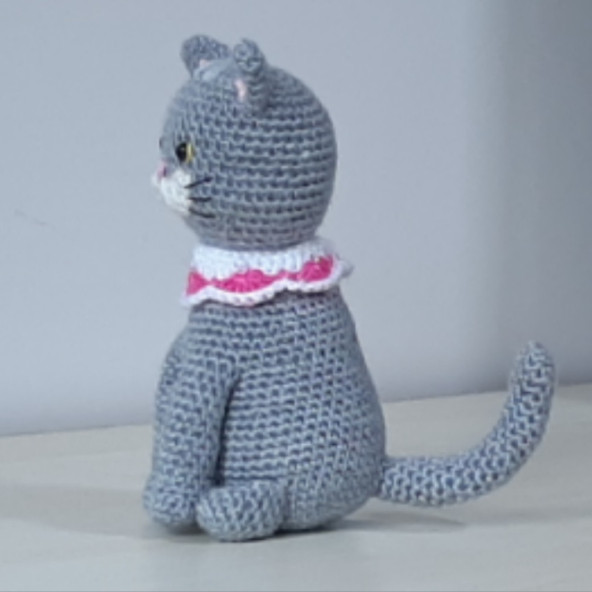 Amigurumi Örgü Oyuncak Kedi Gri - 4