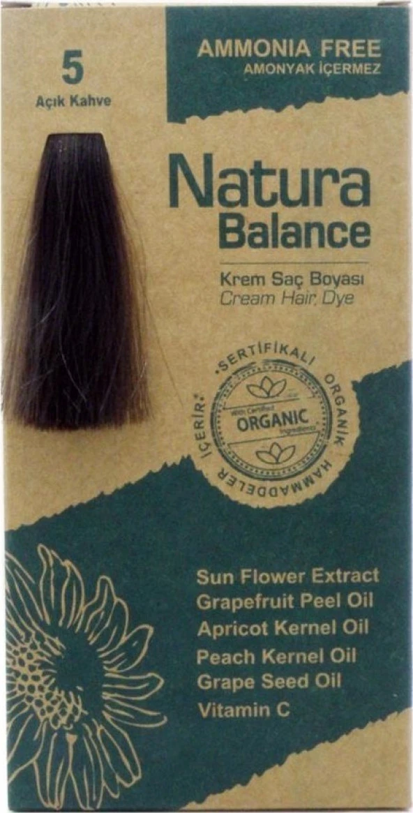 Natura Balance  Organik Krem Saç Boyası 5 Açık Kahve 60 ml