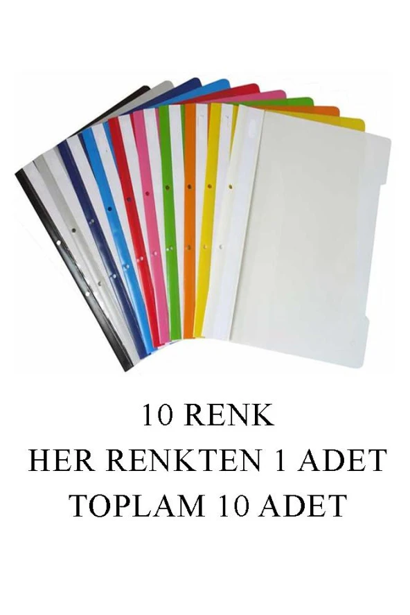 10 Renk Telli Dosya Seti 1 Paket 10 lu Telli Dosya Okul Büro Ofis