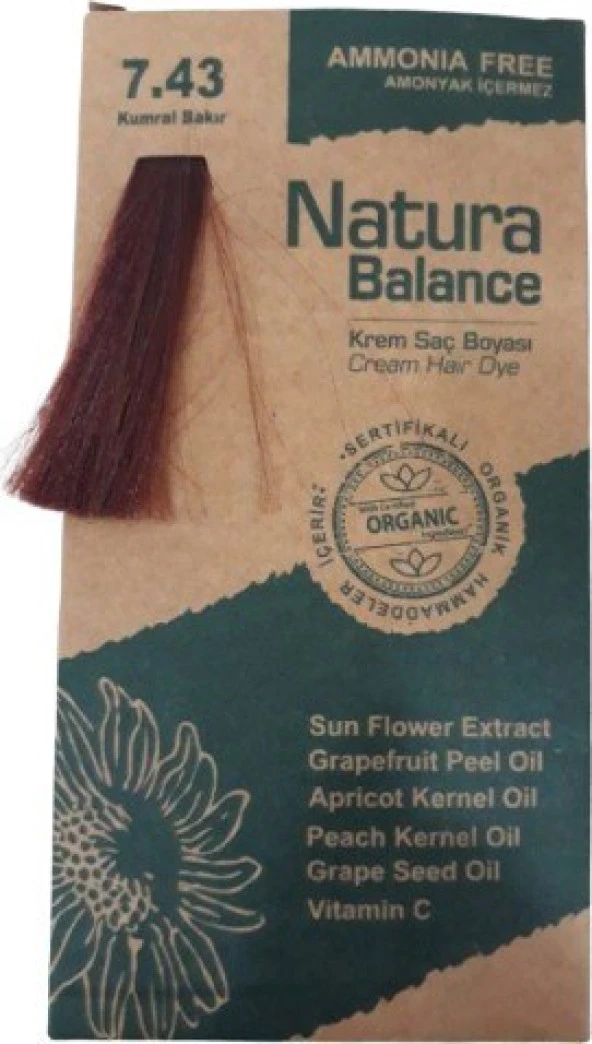 Natura Balance (Krem Saç Boyası) Kumral Bakır 7.43 60ML