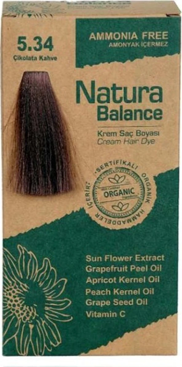 Natura Balance Organik Saç Boyası Çikolata Kahve  5.34 ürün görseli