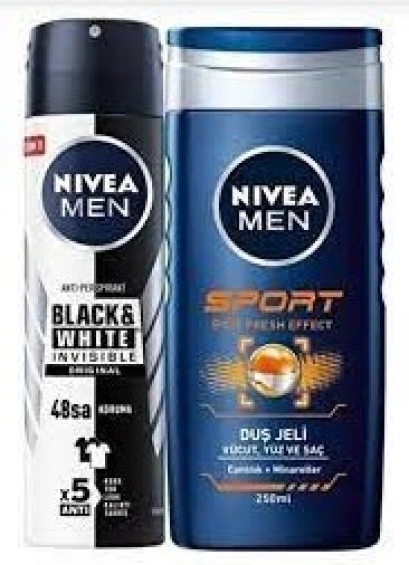 Nivea Men Nivea Erkek Deodorant 150 ml + Men Sport Duş Jeli 250 ml ASEL753
