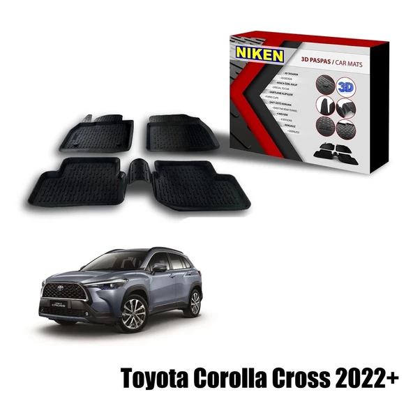 Toyota Corolla Cross Havuzlu 3D Paspas Niken Siyah 2022+ Sonrası ürün görseli 1