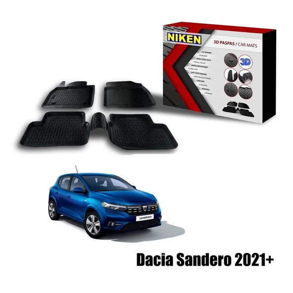 Dacia Sandero Havuzlu 3D Paspas Niken Siyah 2021+ sonrası uyumlu